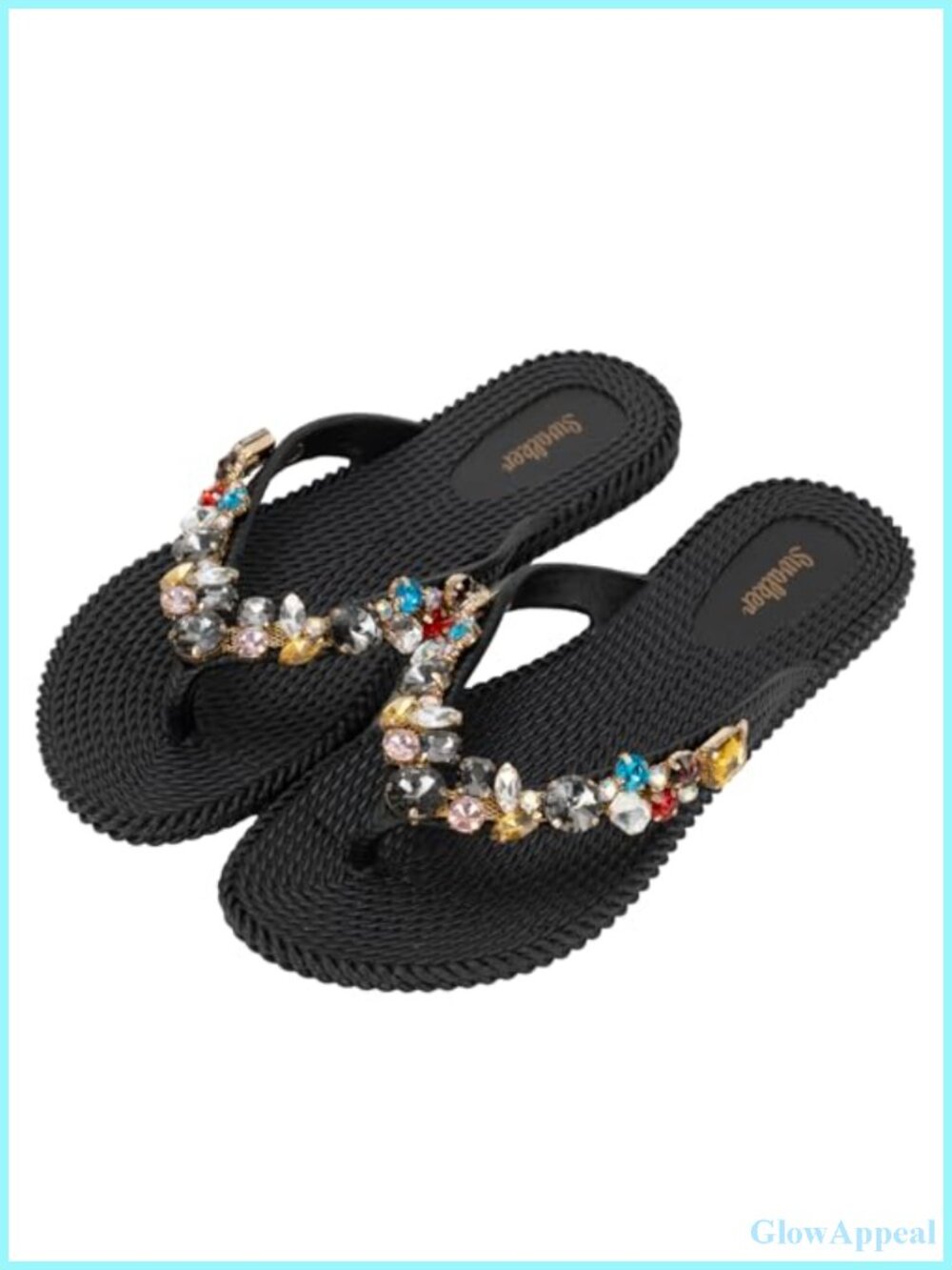 Rhinestone Flip Flop Sandals with Recyclable Rubber Sole
